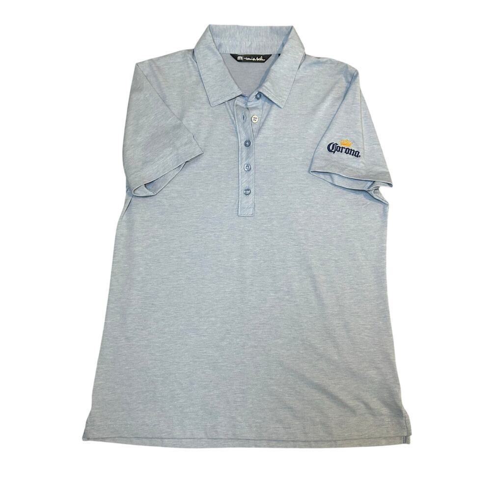Travis‎ Mathew New womens she fancy 2.0 light blue corona logo polo golf L